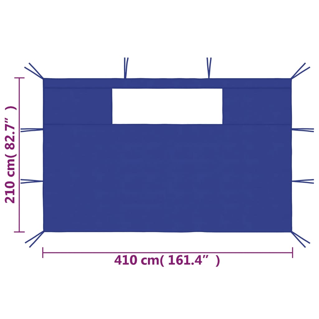 vidaXL Šoninės pavėsinės sienos su langais, 2vnt., mėlynos (315315)