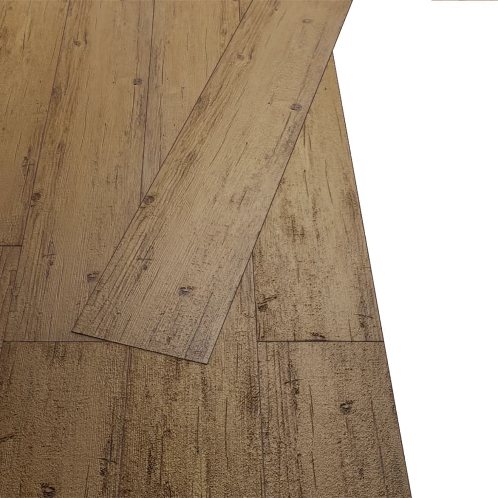 vidaXL PVC grindų plokštės, prilipdomos, 36vnt, 5,02m², 2 mm, riešutm.