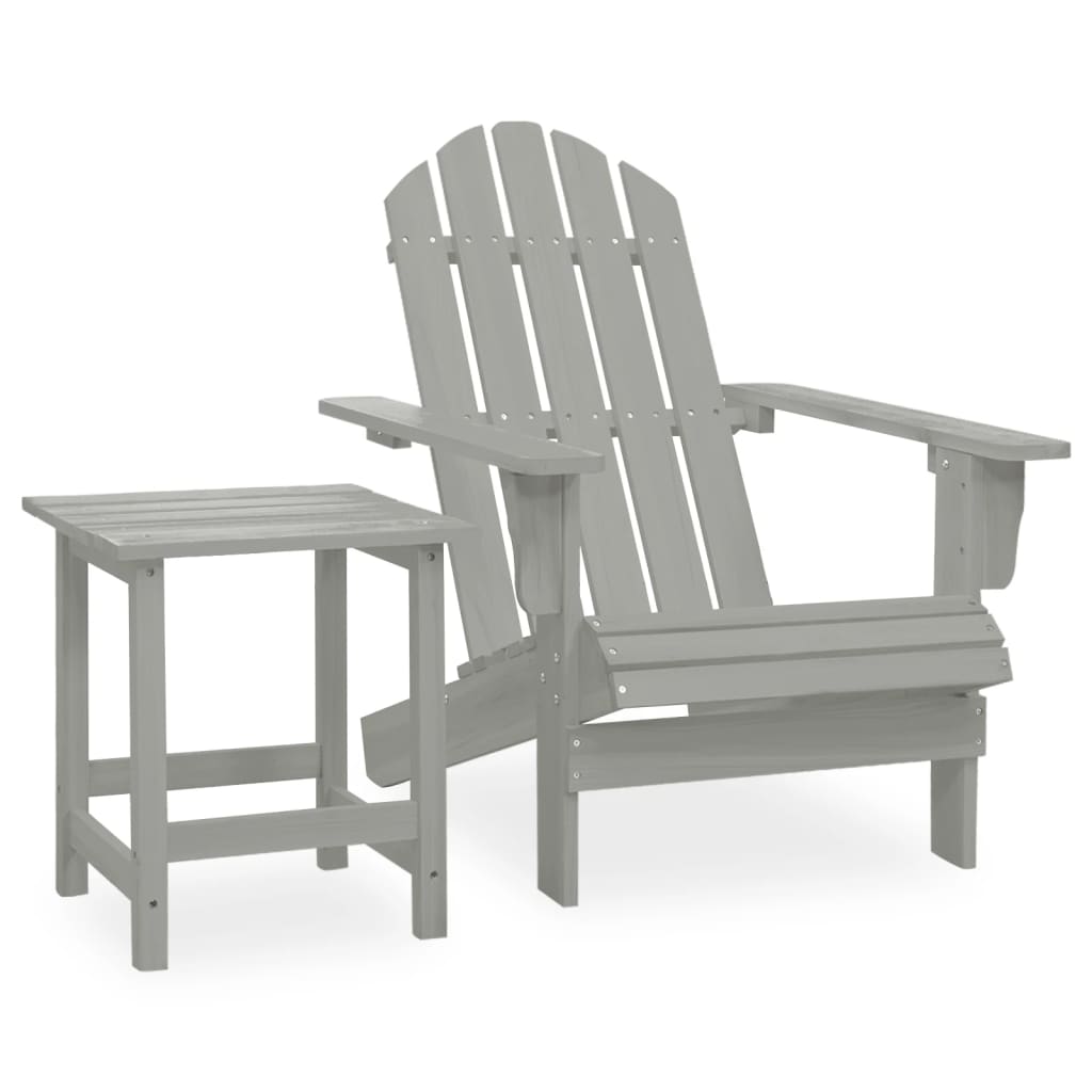 vidaXL Sodo Adirondack kėdė su staliuku, pilka, eglės medienos masyvas