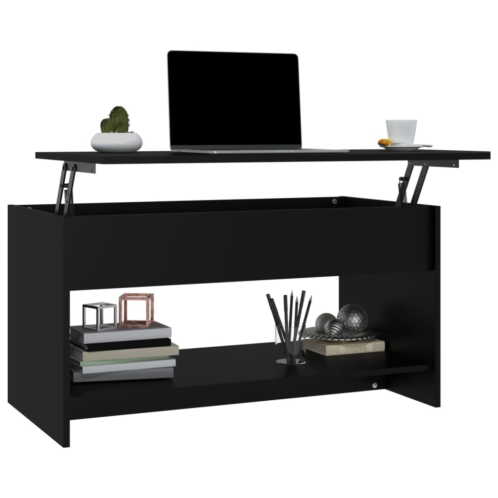 vidaXL Kavos staliukas, juodas, 102x50x52,5cm, apdirbta mediena
