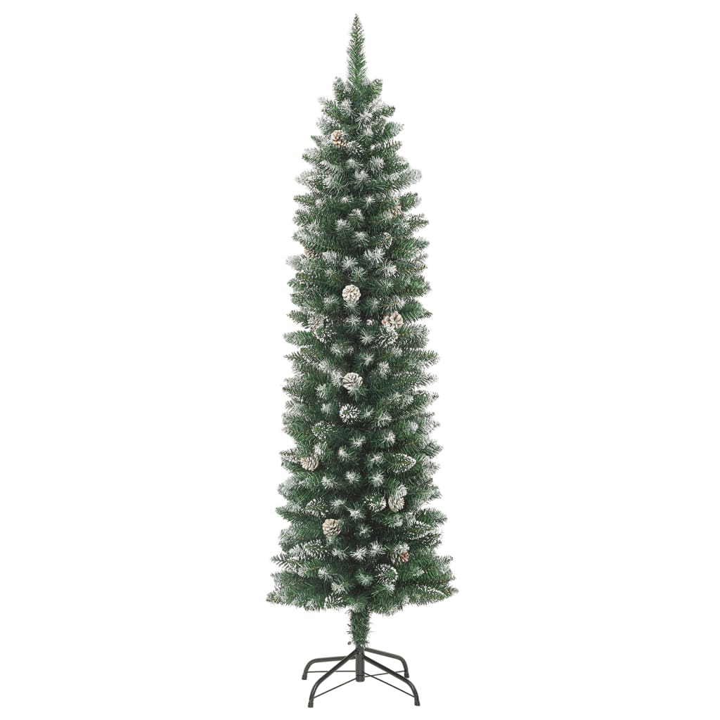 vidaXL Dirbtinė siaura Kalėdų eglutė su stovu, 210cm, PVC