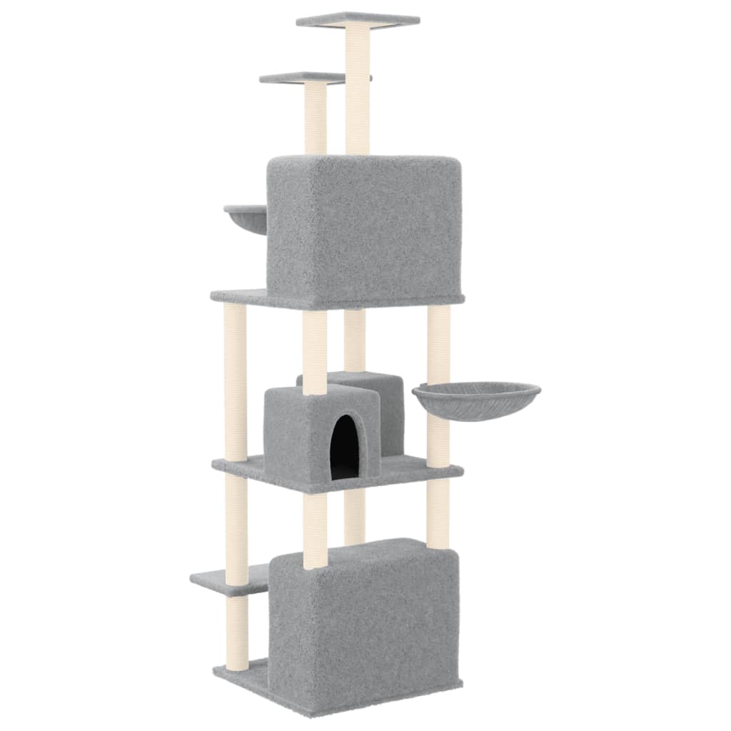 vidaXL Draskyklė katėms su stovais iš sizalio, šviesiai pilka, 180cm