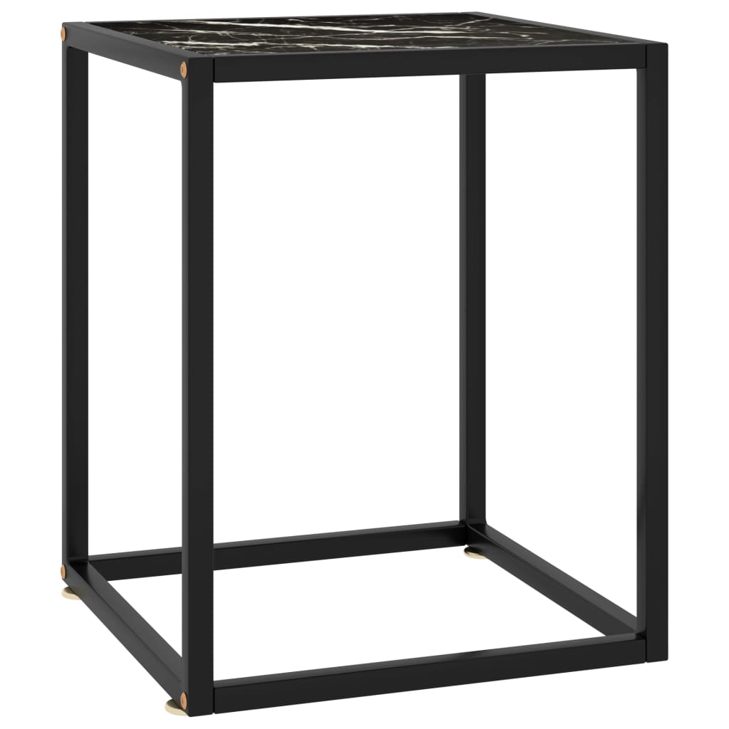 vidaXL Kavos staliukas su juodo marmuro stiklu, juodas, 40x40x50cm