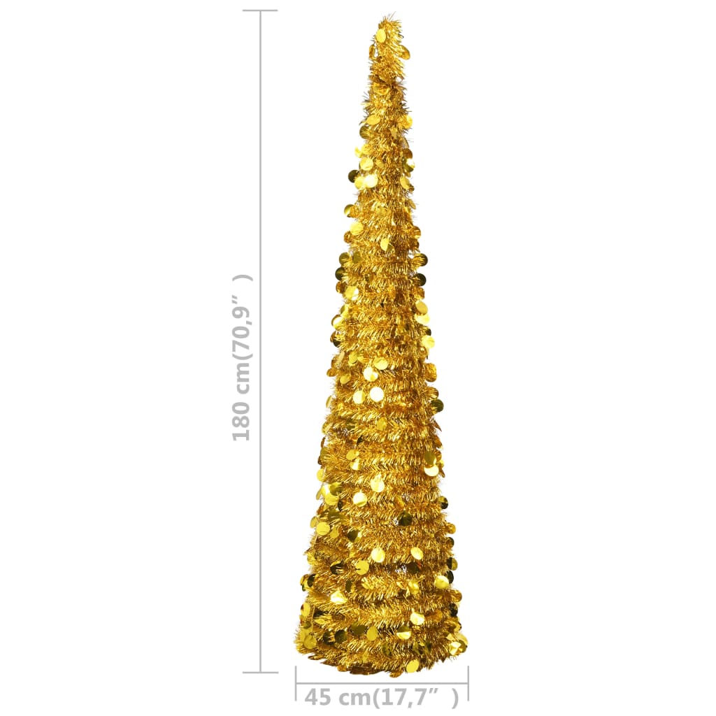 vidaXL Išskleidžiama dirbtinė Kalėdų eglutė, auksinė, 180cm, PET