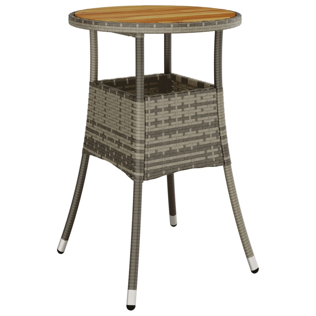 vidaXL Sodo stalas, pilkas, 60x75cm, akacijos mediena ir poliratanas