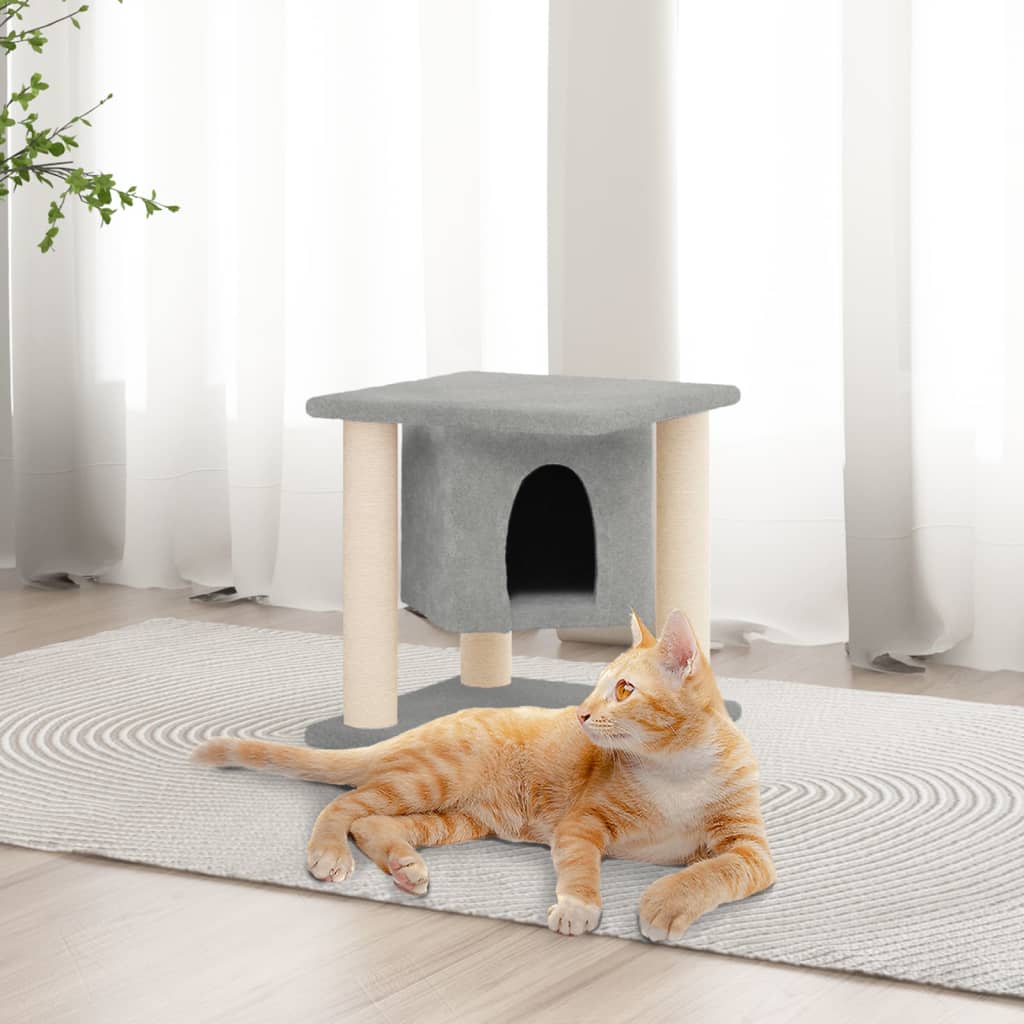 vidaXL Draskyklė katėms su stovais iš sizalio, šviesiai pilka, 37cm