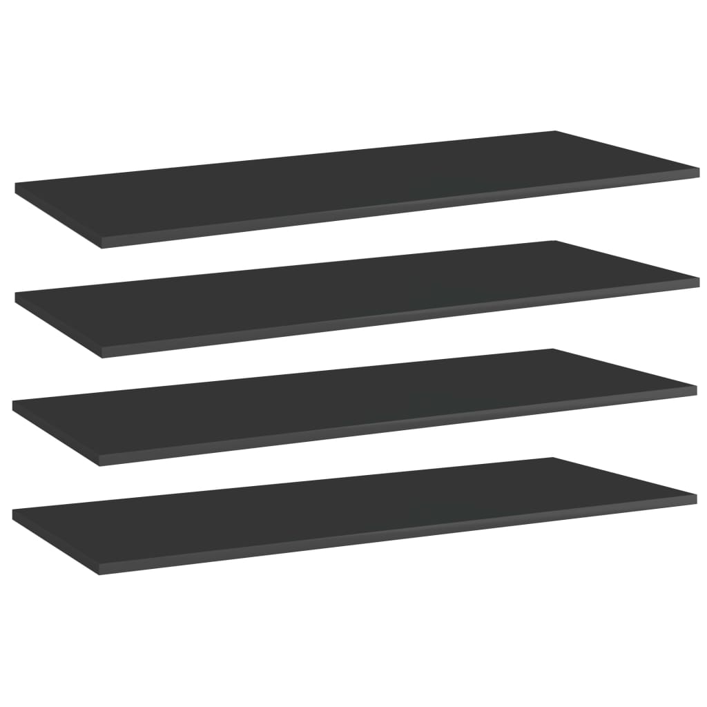 vidaXL Knygų lentynos plokštės, 4vnt., juodos, 100x40x1,5cm, MDP