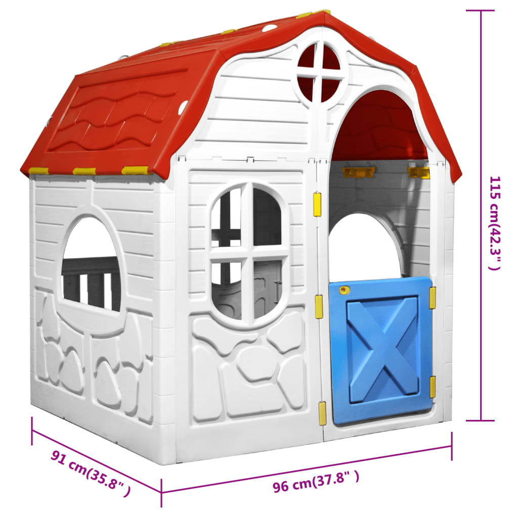 vidaXL Sulankstomas vaikiškas žaidimų namelis su durimis ir langais
