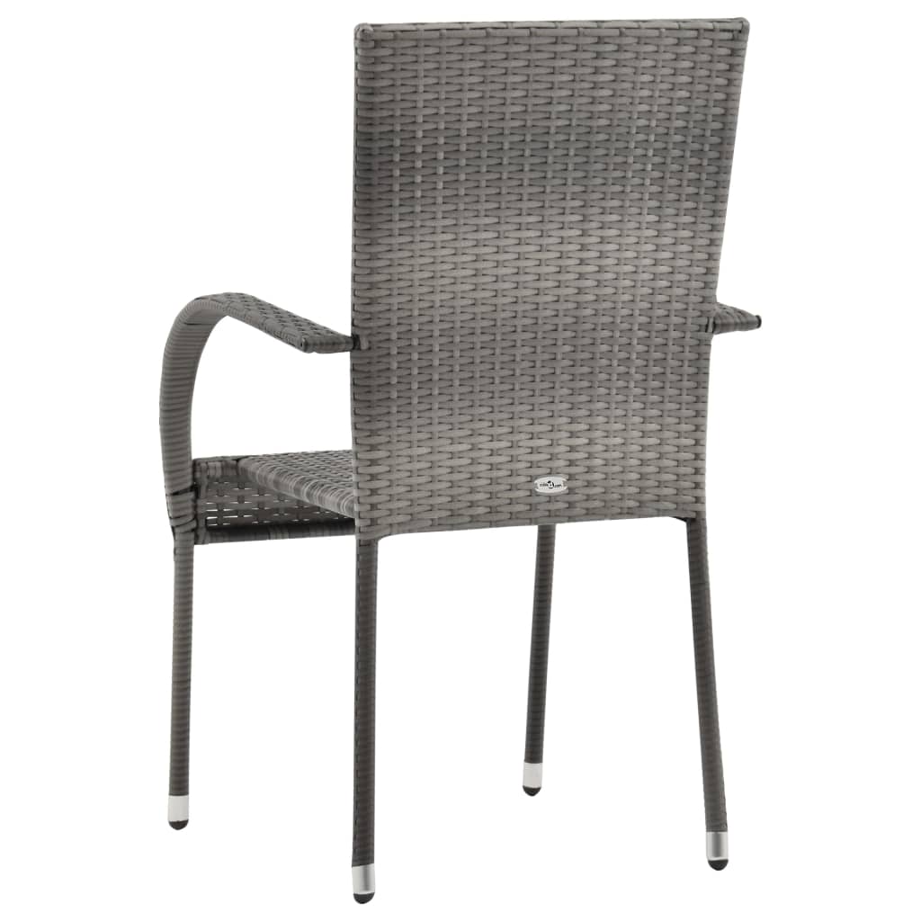 vidaXL Sudedamos lauko kėdės, 2vnt., pilkos spalvos, poliratanas