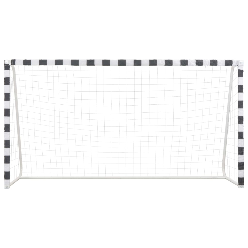 vidaXL Futbolo vartai, juodos ir baltos sp., 300x160x90 cm, metalas