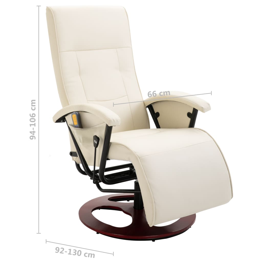 vidaXL Masažinė kėdė, baltos spalvos, dirbtinė oda
