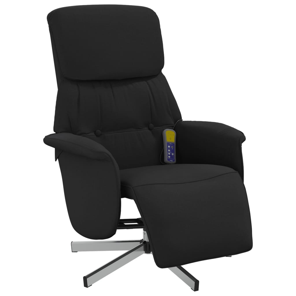 vidaXL Atlošiama masažinė kėdė su pakoja, juodos spalvos, audinys
