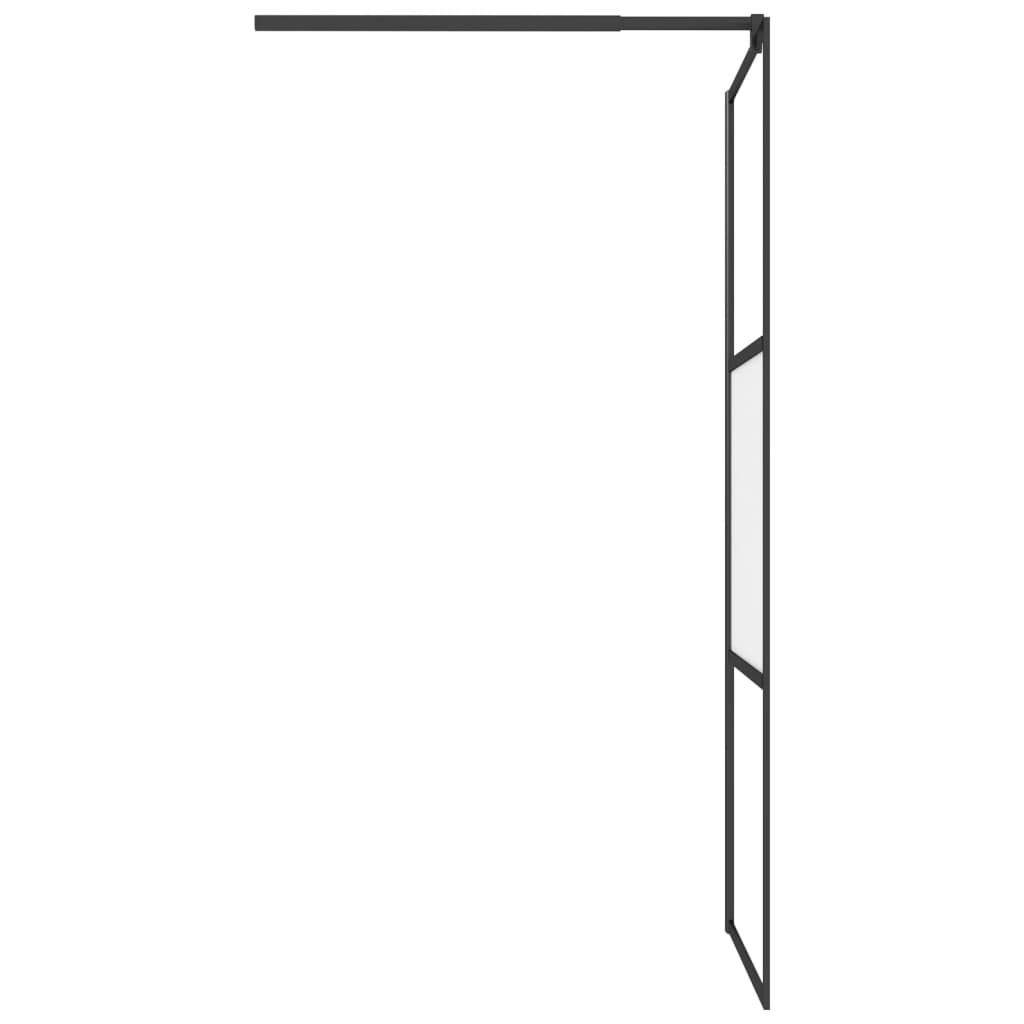 vidaXL Dušo sienelė su lentyna, juoda, 100x195cm, stiklas/aliuminis