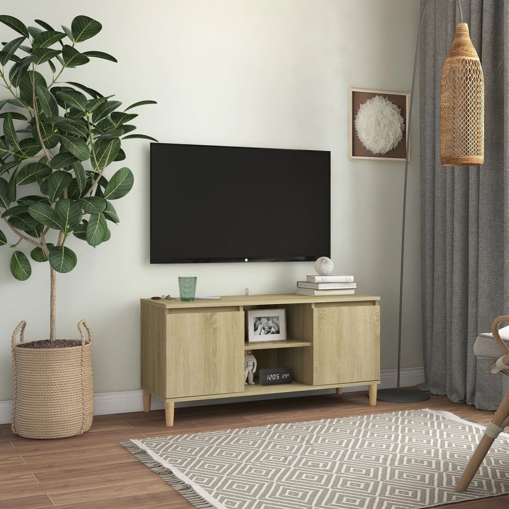 vidaXL TV spintelė su medinėmis kojelėmis, ąžuolo, 103,5x35x50cm