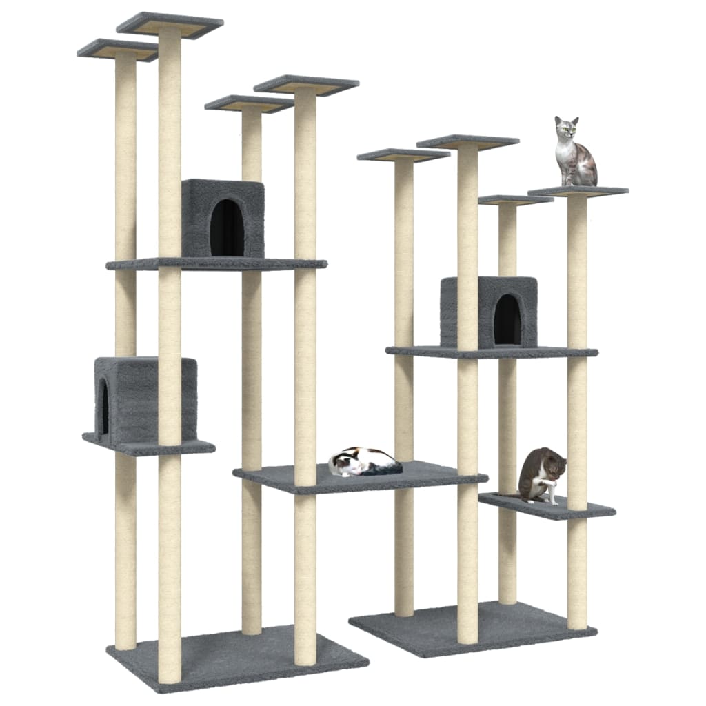 vidaXL Draskyklė katėms su stovais iš sizalio, tamsiai pilka, 174cm