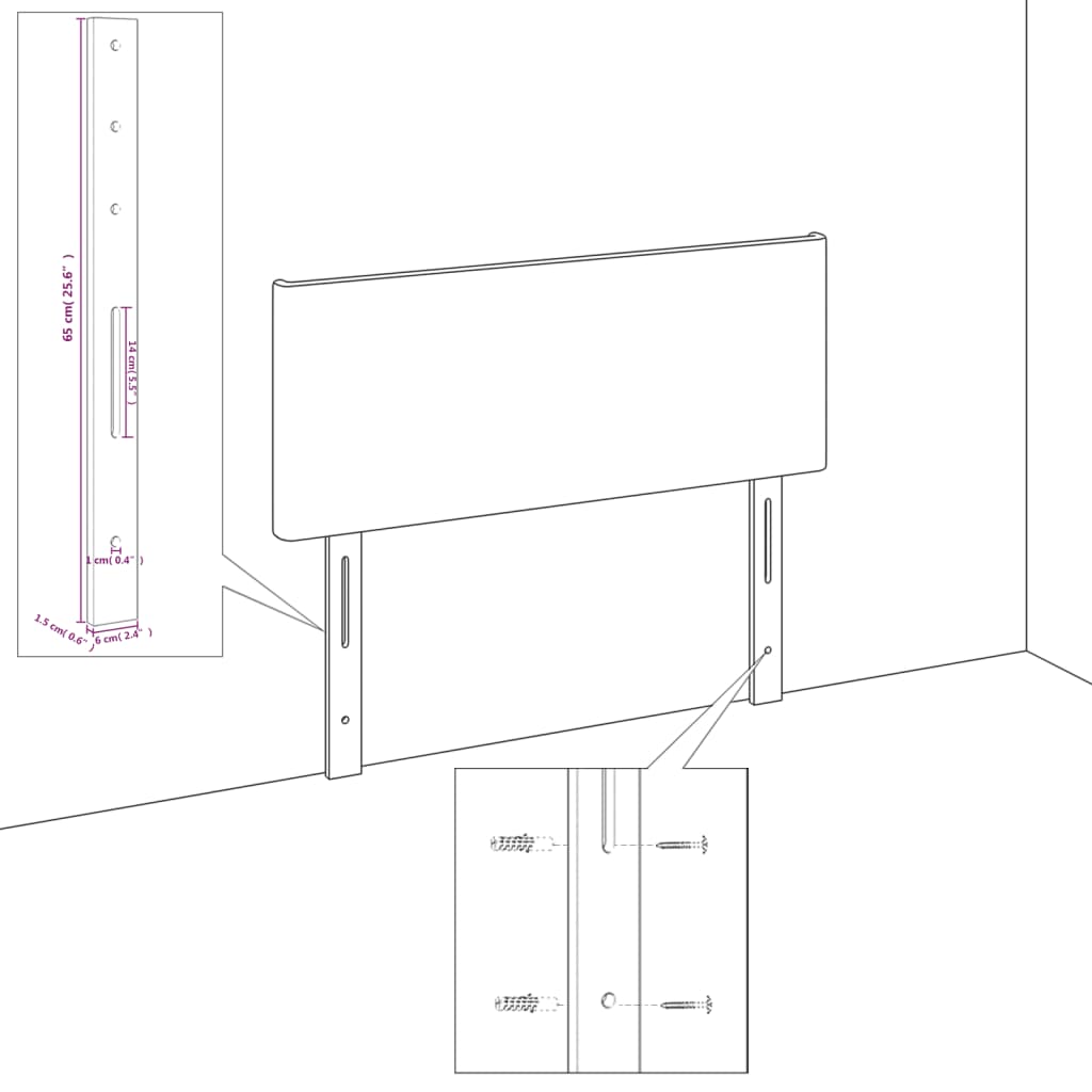 vidaXL Galvūgalis su auselėmis, pilkas, 163x16x118/128 cm, aksomas