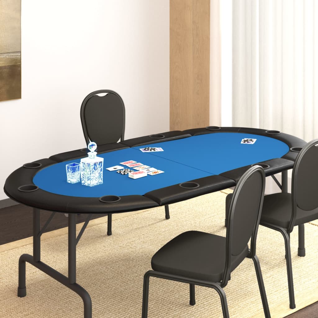 vidaXL Pokerio stalviršis, mėlynas, 208x106x3cm, 10 žaidėjų