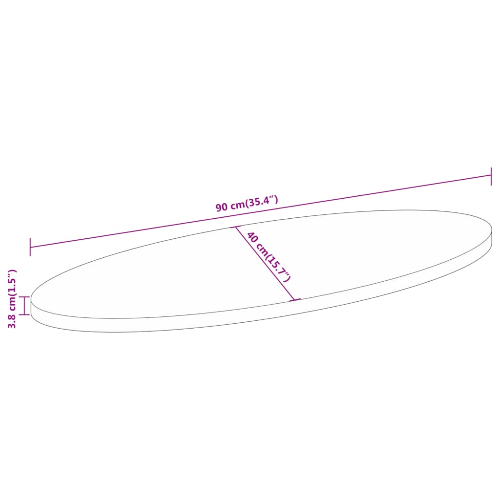 vidaXL Stalviršis, 90x40x3,8cm, akacijos masyvas, ovalo formos