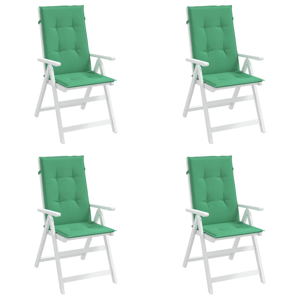 vidaXL Sodo kėdės pagalvėlės, 4vnt., žalios, 120x50x3cm, audinys
