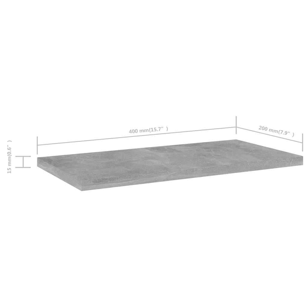 vidaXL Knygų lentynos plokštės, 4vnt., betono pilkos, 40x20x1,5cm, MDP