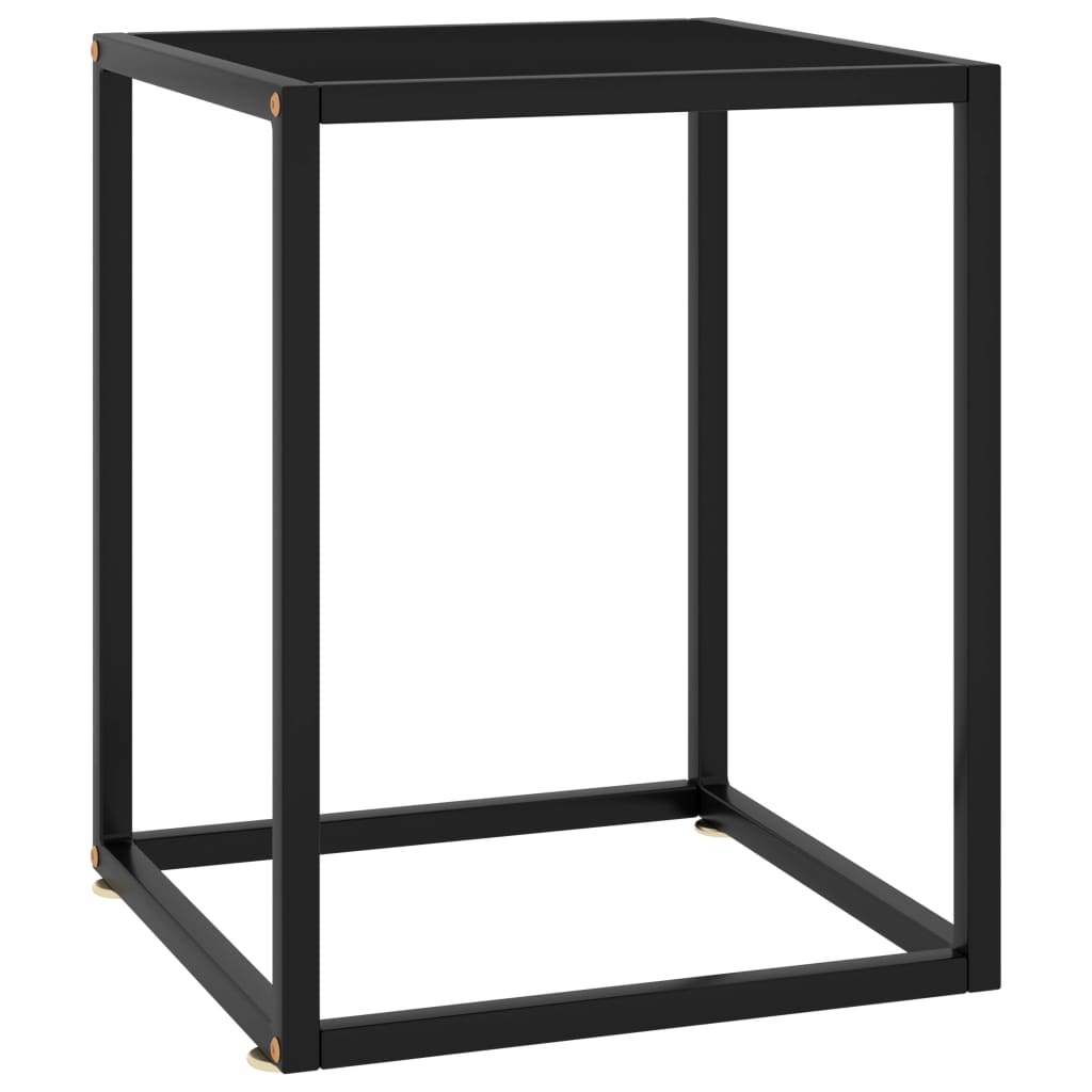 vidaXL Kavos staliukas su juodu stiklu, juodas, 40x40x50cm
