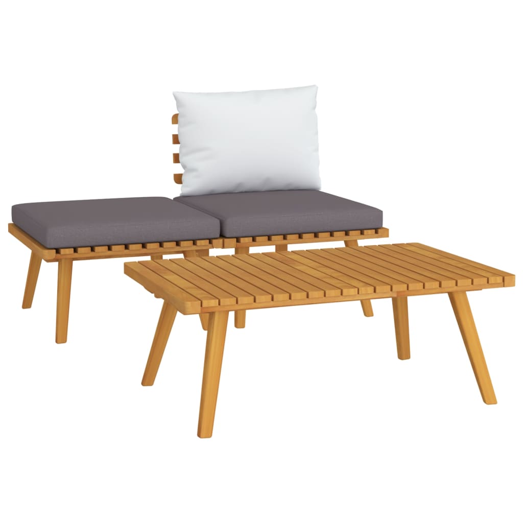 vidaXL Sodo baldų komplektas su pagalvėmis, 3 dalių, akacijos masyvas