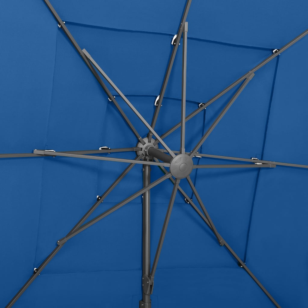 vidaXL Skėtis su aliuminiu stulpu, mėlynas, 250x250cm, 4 aukščių