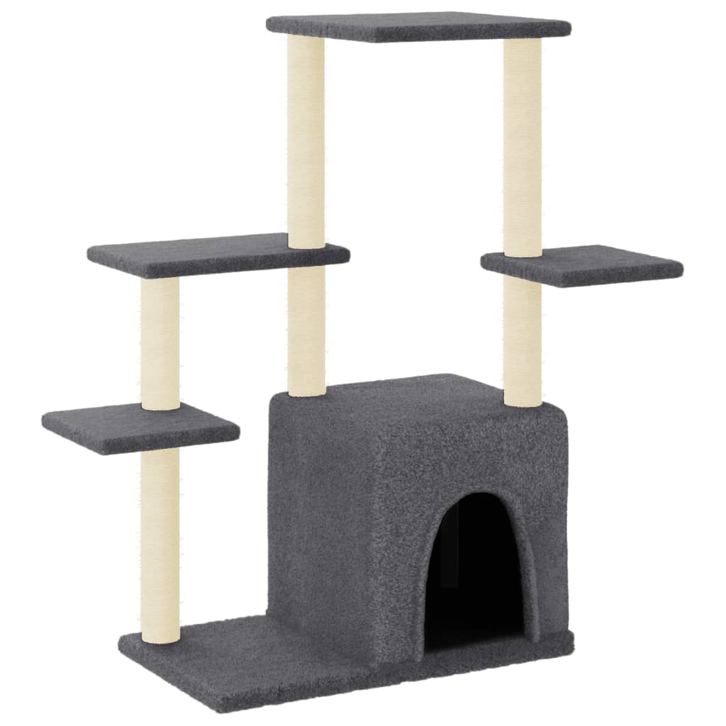 vidaXL Draskyklė katėms su stovais iš sizalio, tamsiai pilka, 97,5cm