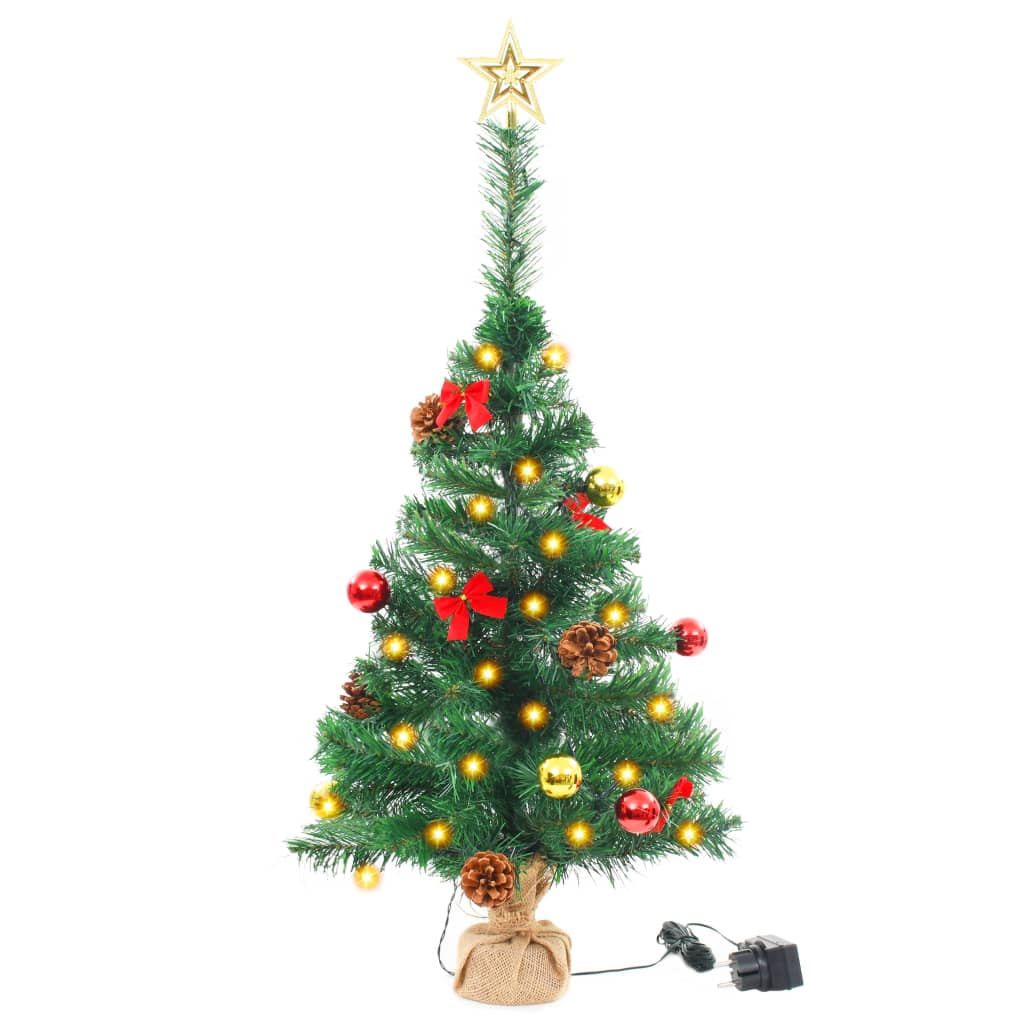 vidaXL Dirbtinė Kalėdų eglutė papuošta žaisliuk. ir LED, 64 cm, žalia