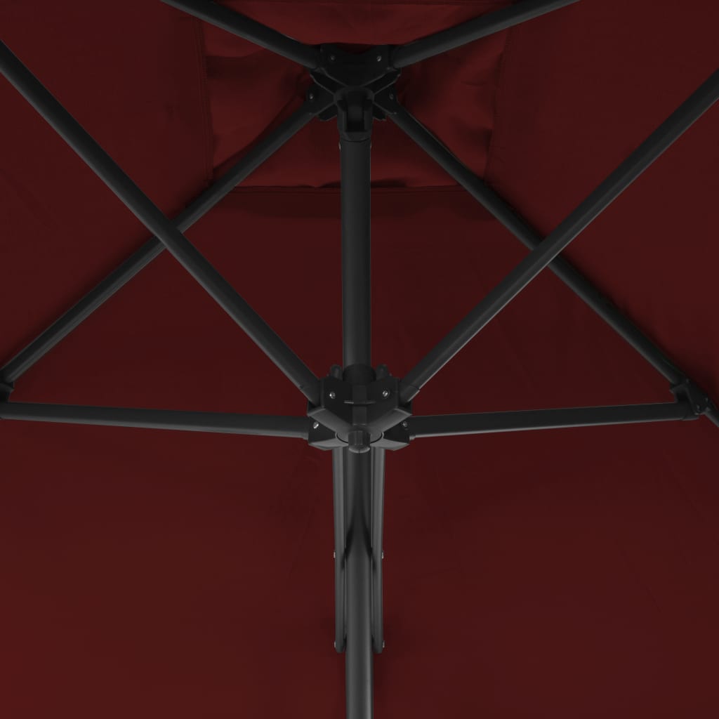 vidaXL Lauko skėtis su plieniniu stulpu, raudonas, 250x250x230cm