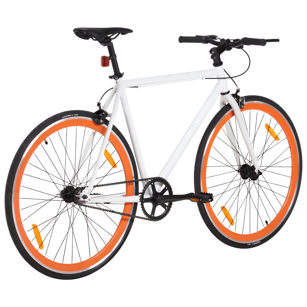 vidaXL Fiksuotos pavaros dviratis, baltas ir oranžinis, 700c, 59cm