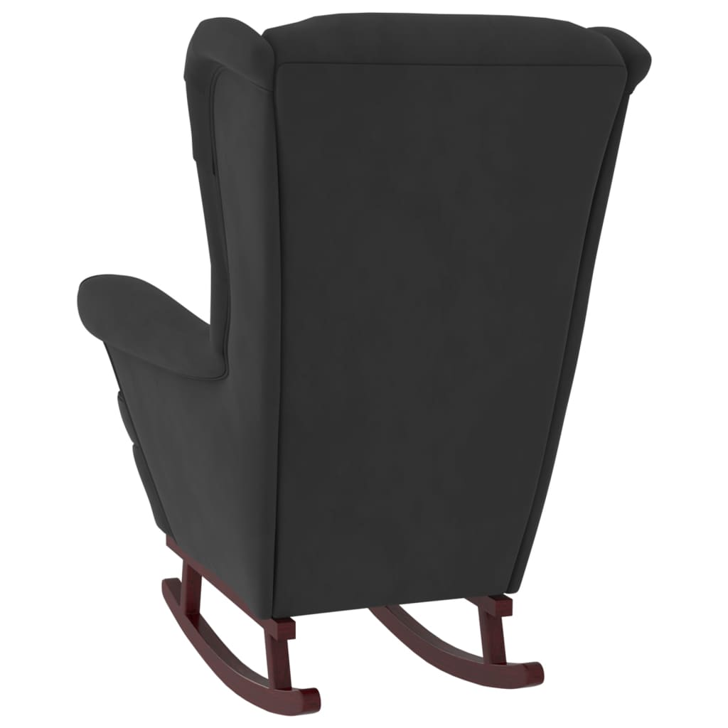 vidaXL Supamas krėslas su kaučiukmedžio kojomis, juodas, aksomas