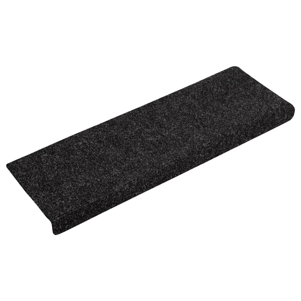 vidaXL Laiptų kilimėliai, 15vnt., juodos spalvos, 65x21x4 cm