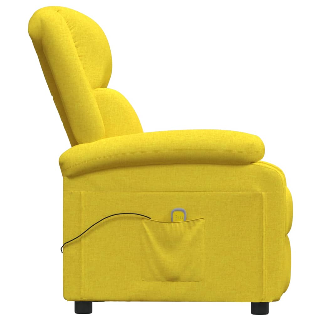 vidaXL Masažinis krėslas, šviesiai geltonos spalvos, audinys