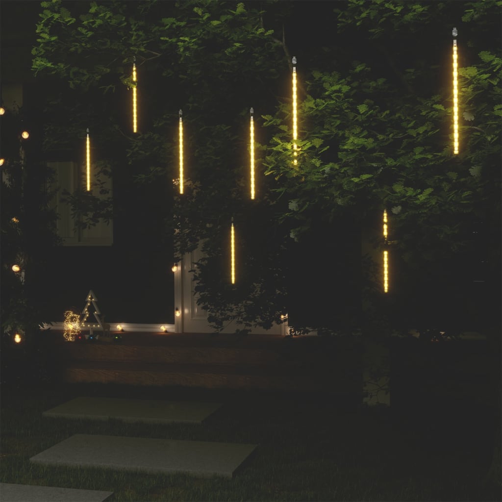 vidaXL Girlianda meteorų lietus, 8vnt., 30cm, 192 šiltos baltos LED