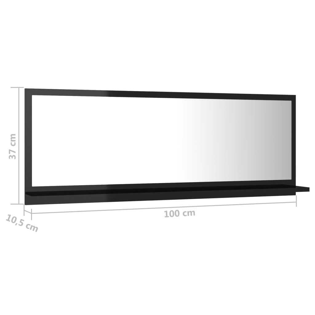 vidaXL Vonios kambario veidrodis, juodas, 100x10,5x37cm, MDP, blizgus