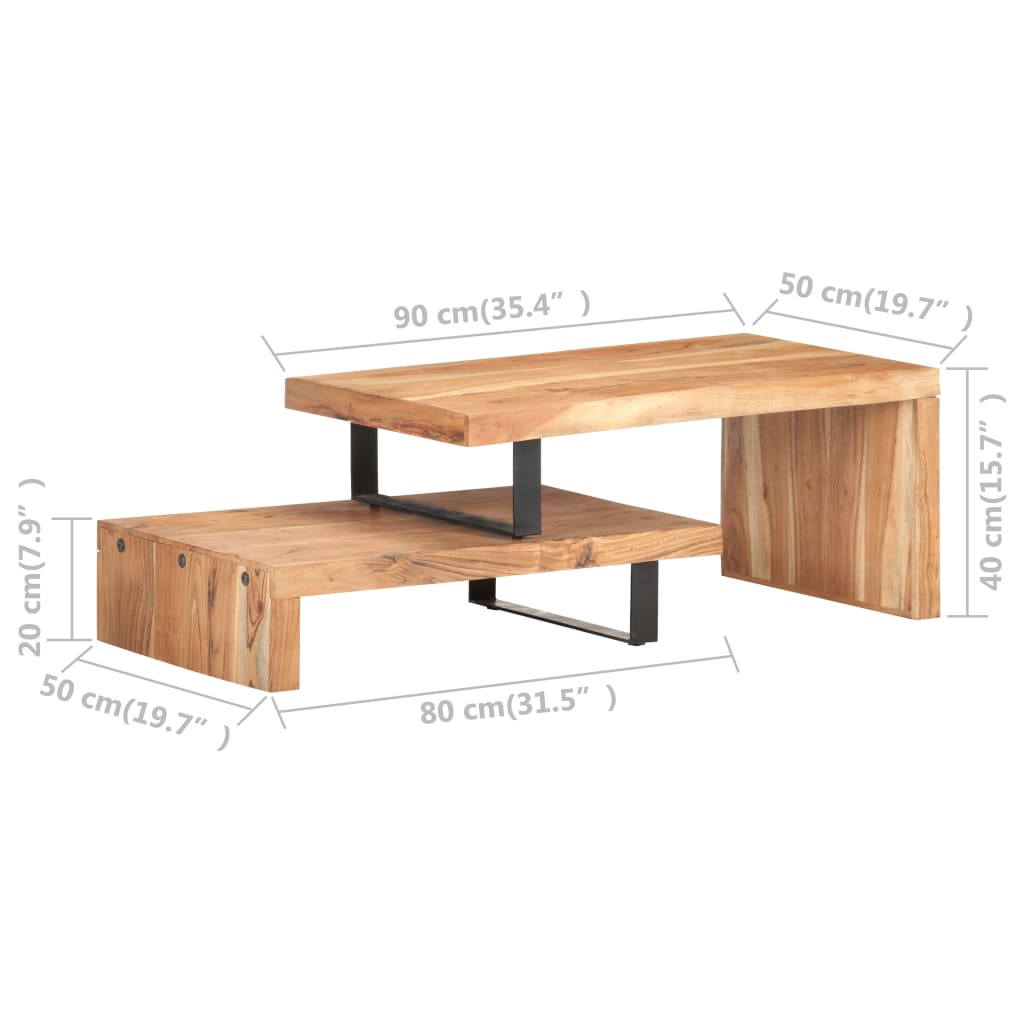 vidaXL Kavos staliukų rinkinys, 2 dalių, akacijos medienos masyvas