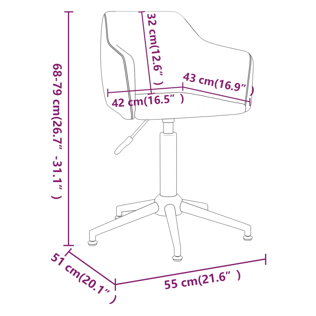 vidaXL Pasukama biuro kėdė, kreminės spalvos, aksomas