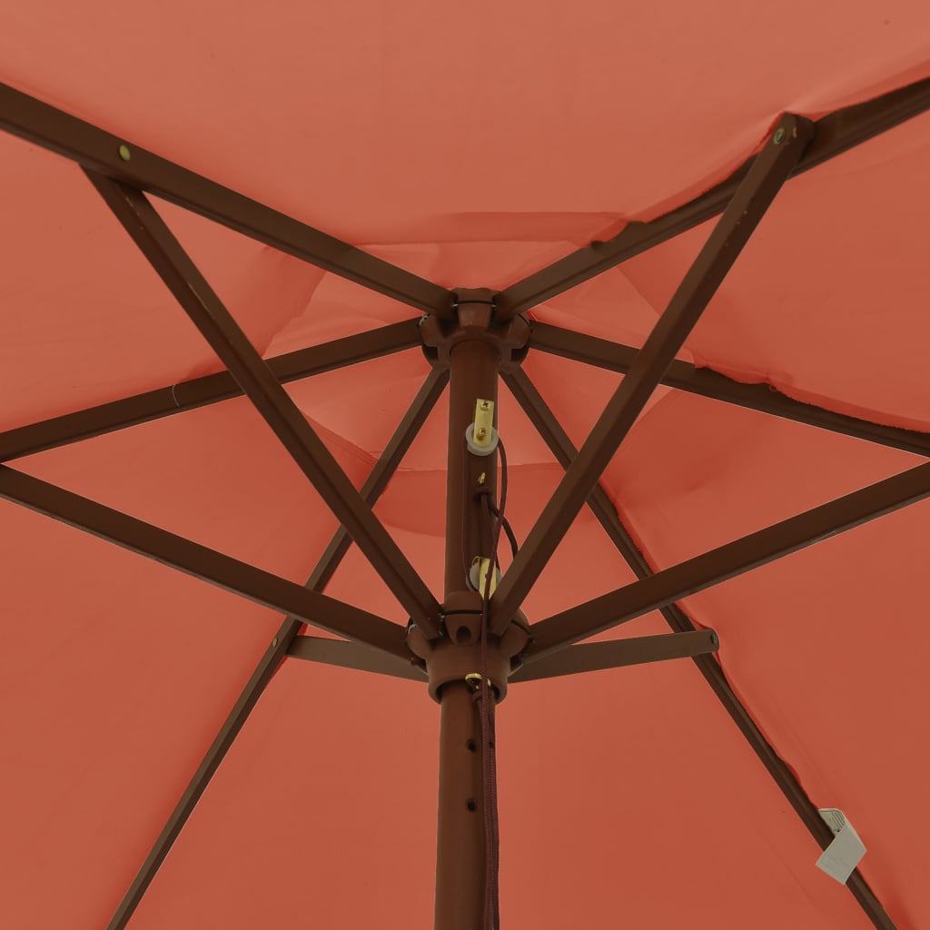 vidaXL Sodo skėtis su mediniu stulpu, terakota spalvos, 196x231cm