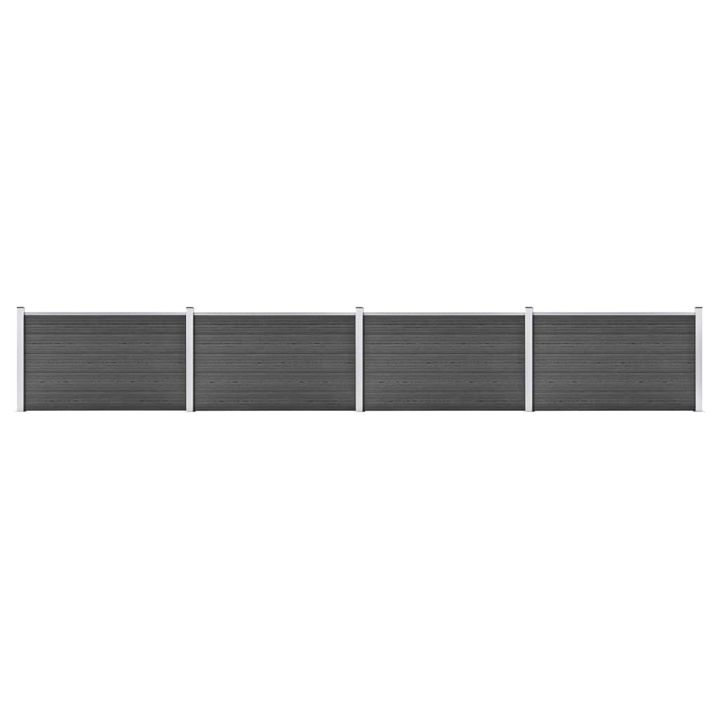 vidaXL Tvoros segmentų rinkinys, juodos spalvos, 699x105cm, WPC