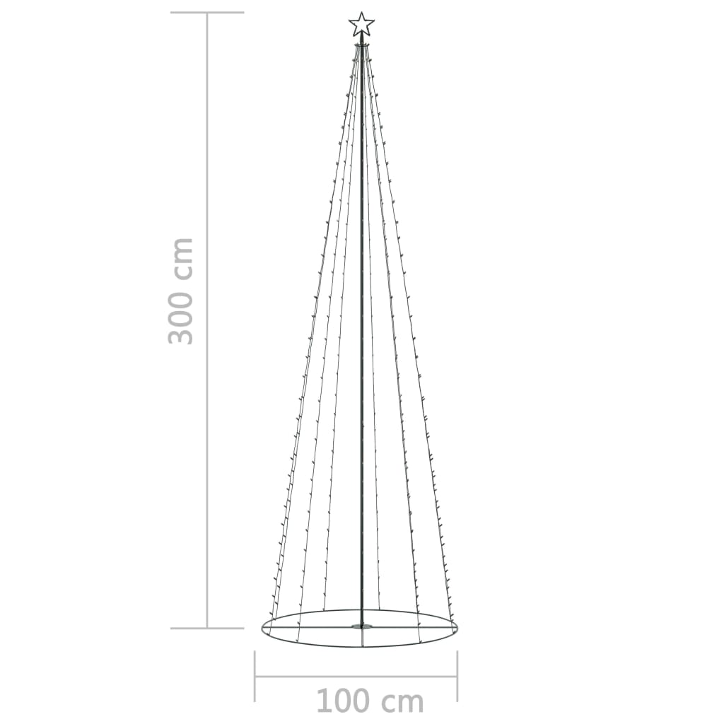 vidaXL Kalėdų eglutė, 100x300cm, kūgio formos, 330 baltų LED lempučių