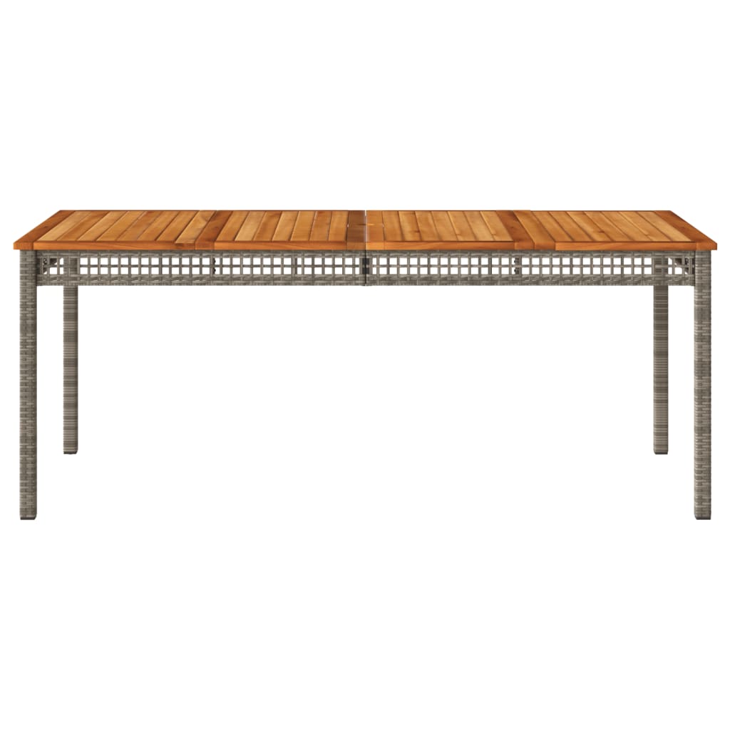 vidaXL Sodo stalas, pilkas, 180x90x75cm, poliratanas ir akacija