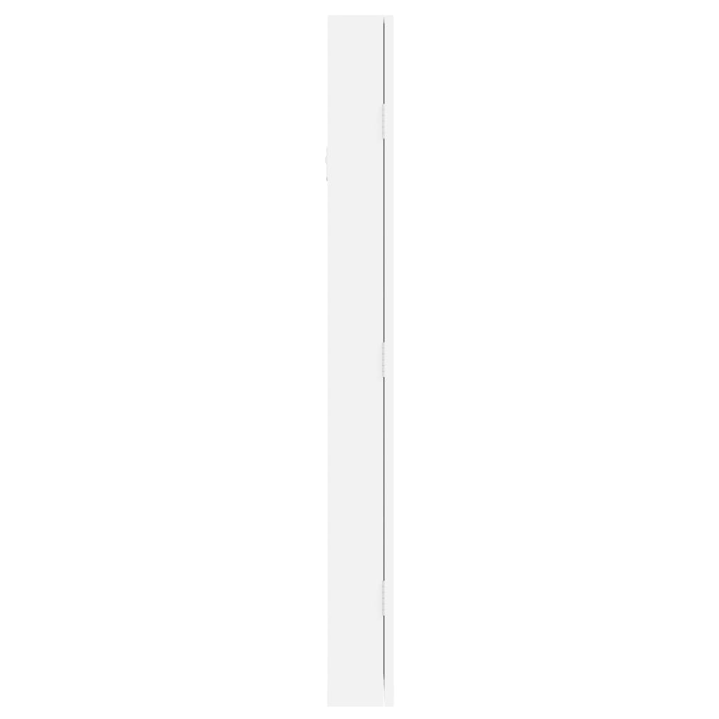 vidaXL Veidrodinė papuošalų spintelė, balta, 30x8,5x90cm, sieninė