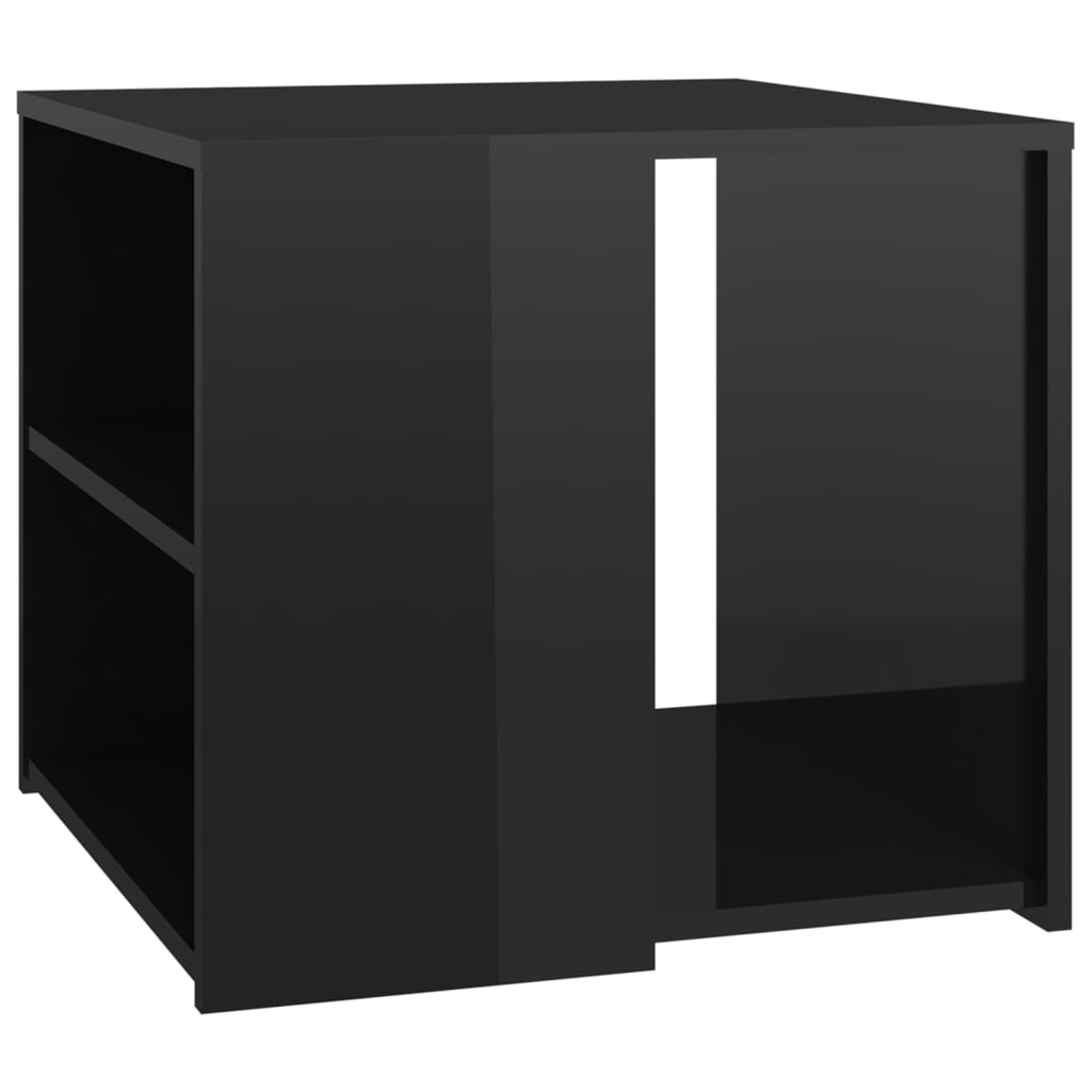 vidaXL Šoninis staliukas, juodos spalvos, 50x50x45cm, MDP, blizgus