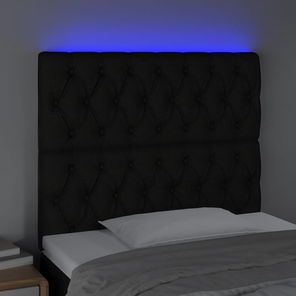 vidaXL Galvūgalis su LED, juodos spalvos, 100x7x118/128cm, audinys