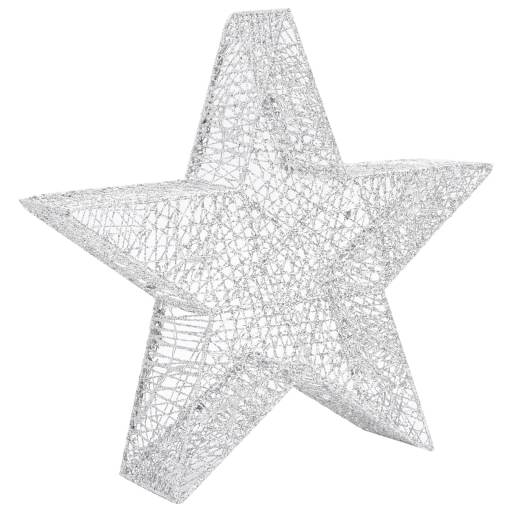 vidaXL Kalėdų dekoracija žvaigždės, 3vnt., sidabrinės, tinklinės, LED