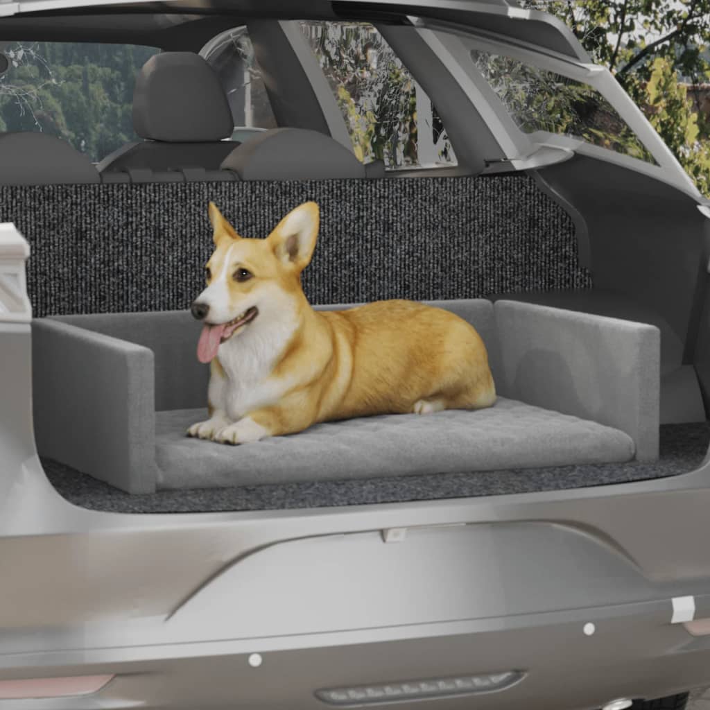 vidaXL Šuns gultas automobilio bagažinei, šviesiai pilkas, 110x70cm