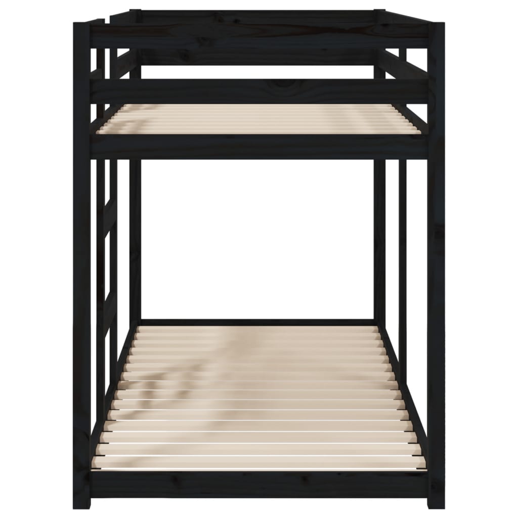 vidaXL Dviaukštė lova, juoda, 80x200cm, pušies medienos masyvas