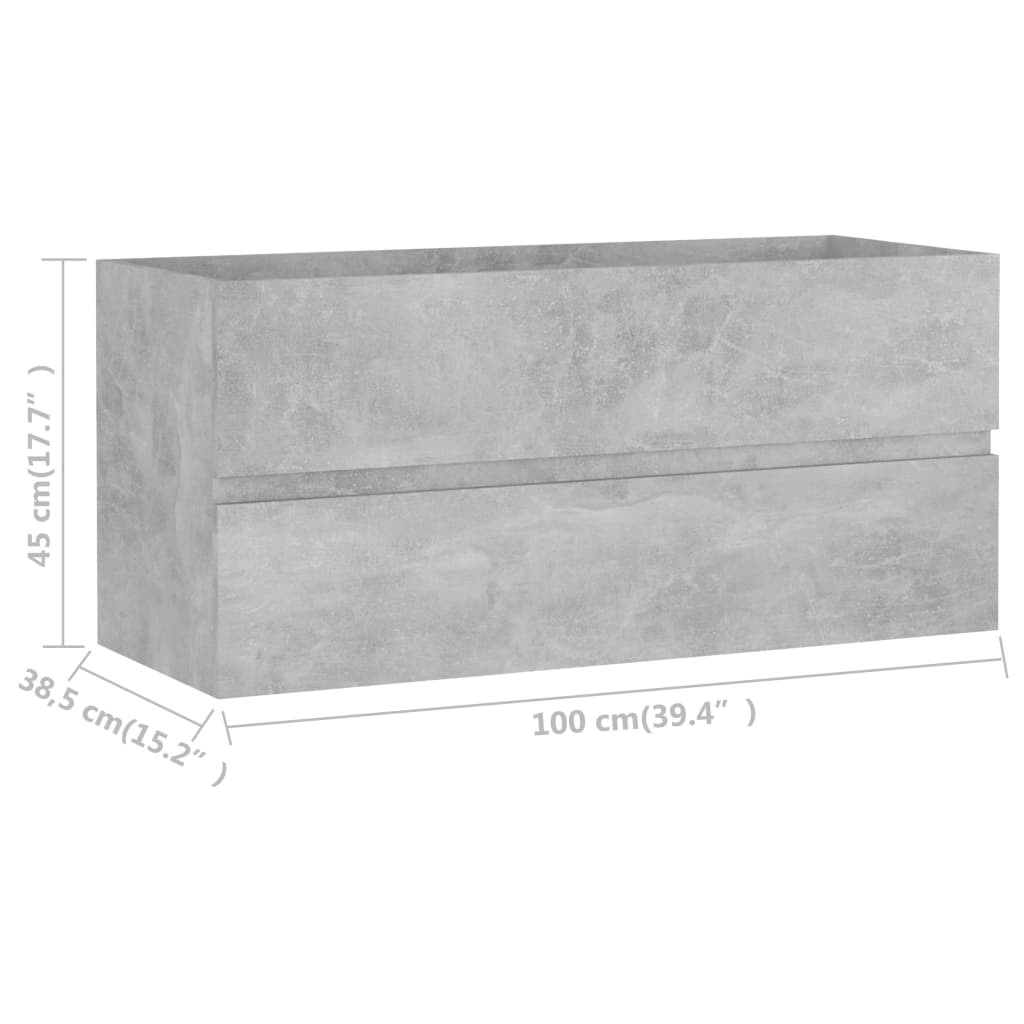 vidaXL Vonios kambario baldų komplektas, 2 dalių, betono pilkas, MDP