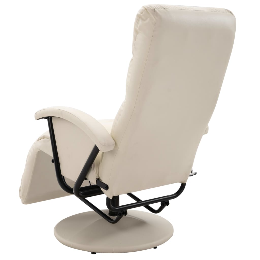 vidaXL Atlošiamas masažinis TV krėslas, kreminės spalvos, dirbtinė oda